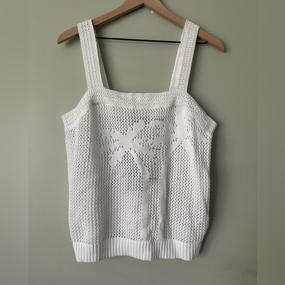 Nautica White Palm Tree Knit Sweater Tank Top - L - Picture 5 of 6